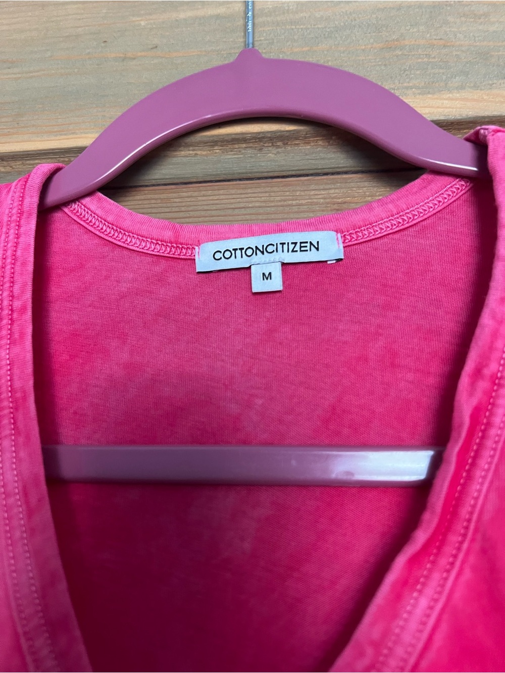 Cotton Citizen Women’s V-Neck Tee - Hot Pink - Picture 2 of 3